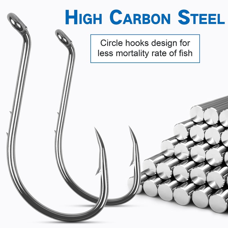 SILANON Octopus Fishing Hooks-120pcs Barbed Baitholder High Carbon Steel Offset Circle Octopus Hooks Extra Sharp Jig Fish Hooks for Freshwater Saltwater Size 8-6/0 - Image 2